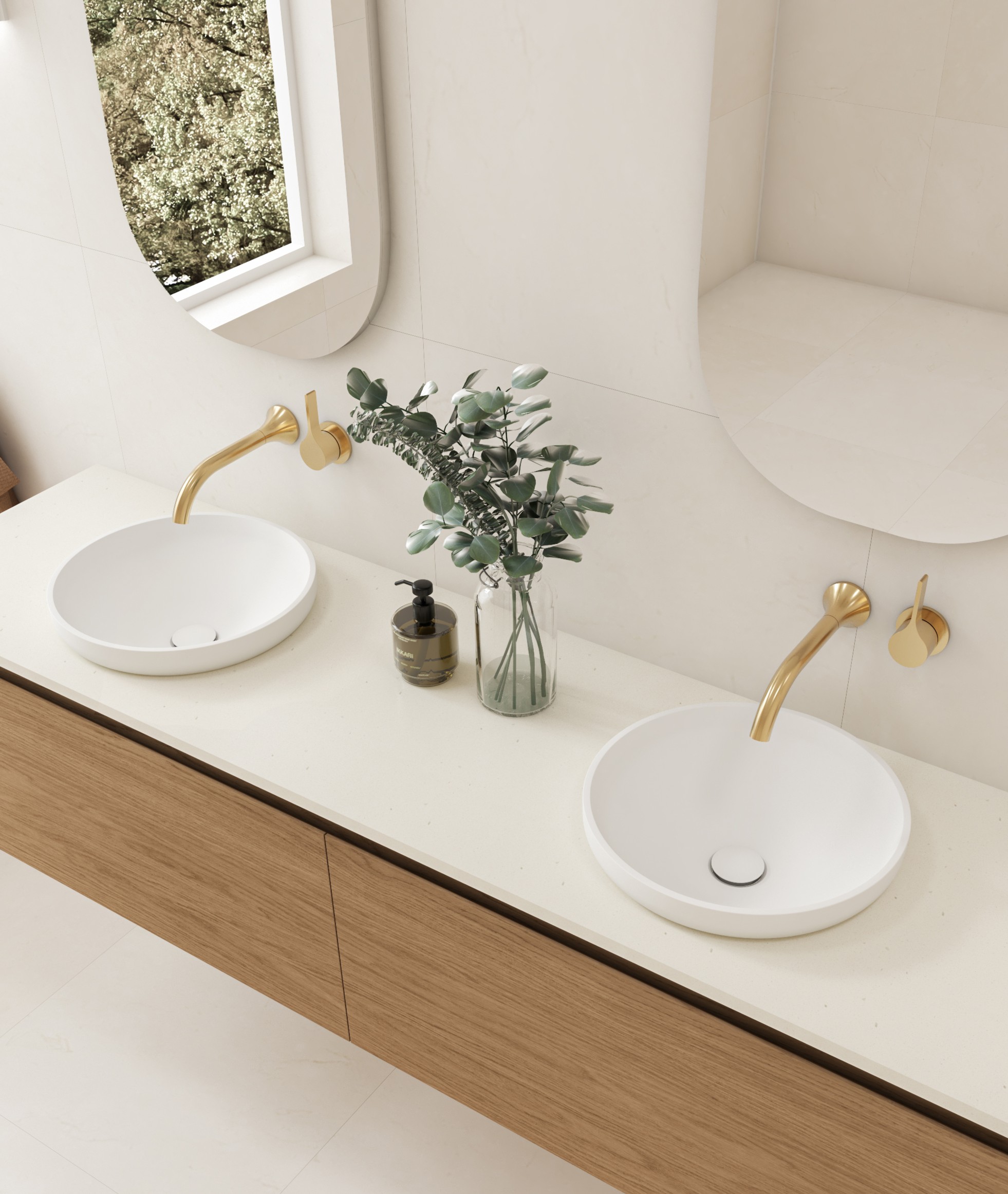 sink, plant, window, windowsill, basin, sink faucet