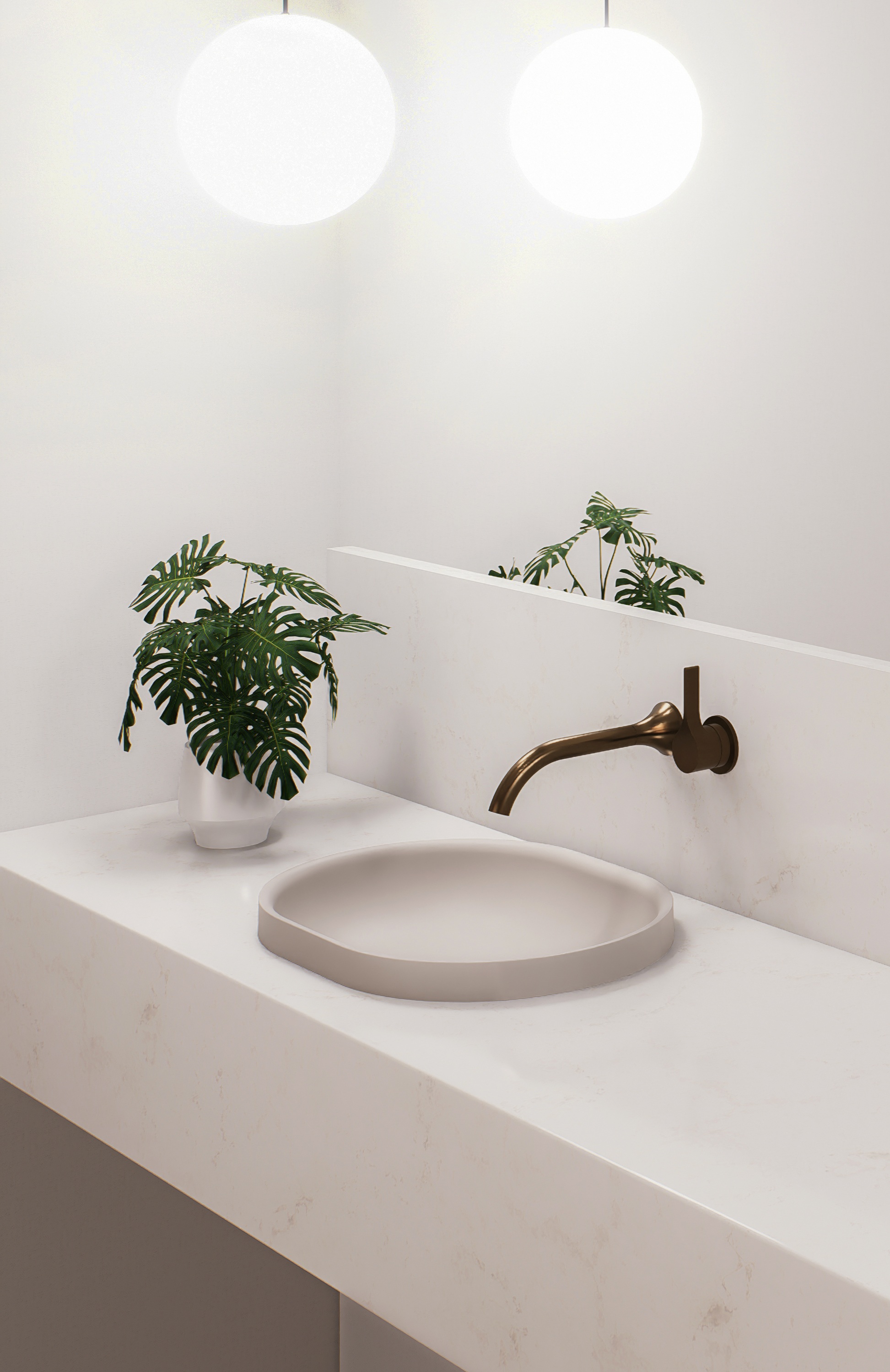 sink, sink faucet, plant, basin